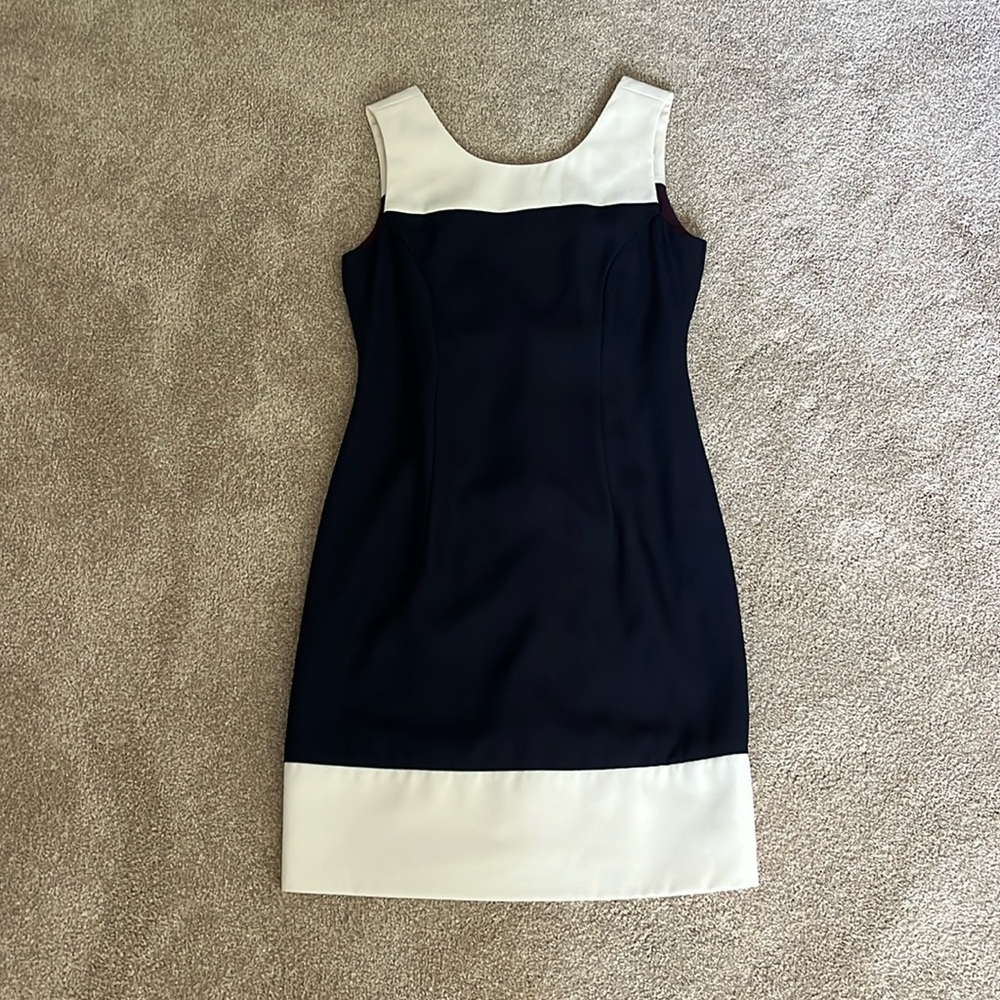 Datiani Petites Vintage Navy Blue and Cream Mini Dress, Size 4